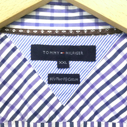 Tommy Hilfiger Logo Embroidered Check Long Sleeve Shirt 2XL Blue Vintage
