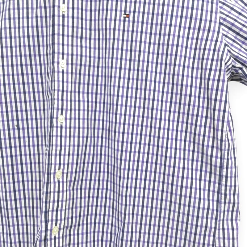 Tommy Hilfiger Logo Embroidered Check Long Sleeve Shirt 2XL Blue Vintage