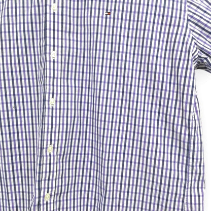 Tommy Hilfiger Logo Embroidered Check Long Sleeve Shirt 2XL Blue Vintage