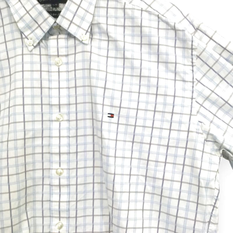 Tommy Hilfiger Check Button-Down Long Sleeve Shirt L Light Blue