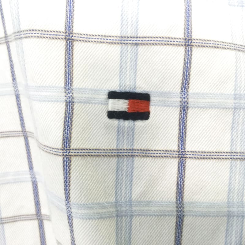 Tommy Hilfiger Check Button-Down Long Sleeve Shirt L Light Blue