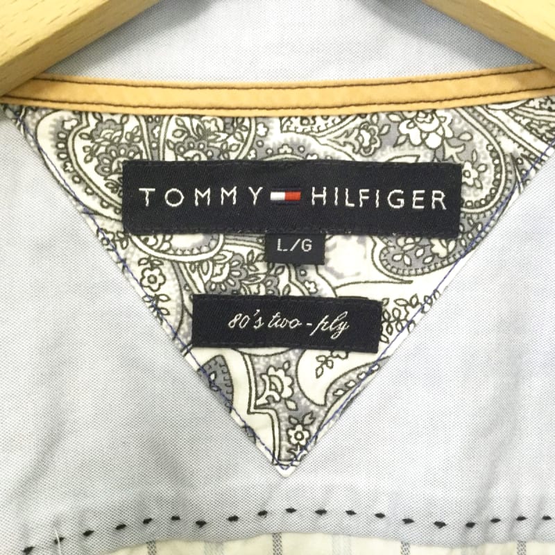 Tommy Hilfiger Check Button-Down Long Sleeve Shirt L Light Blue