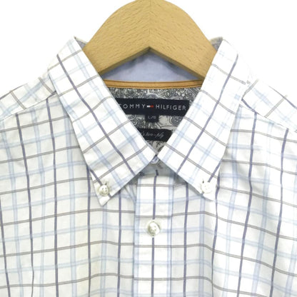 Tommy Hilfiger Check Button-Down Long Sleeve Shirt L Light Blue