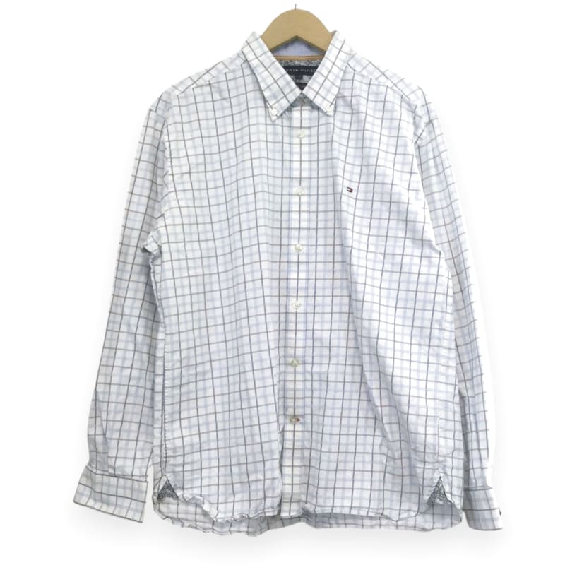 Tommy Hilfiger Check Button-Down Long Sleeve Shirt L Light Blue