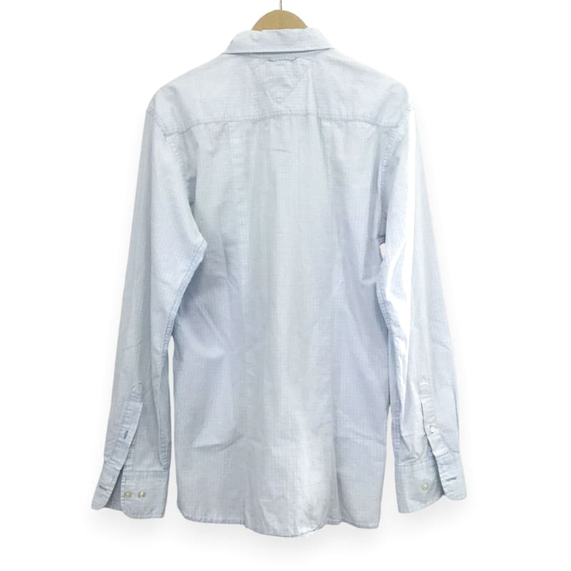 Tommy Hilfiger Check Logo Embroidered Long Sleeve Shirt L Light Blue