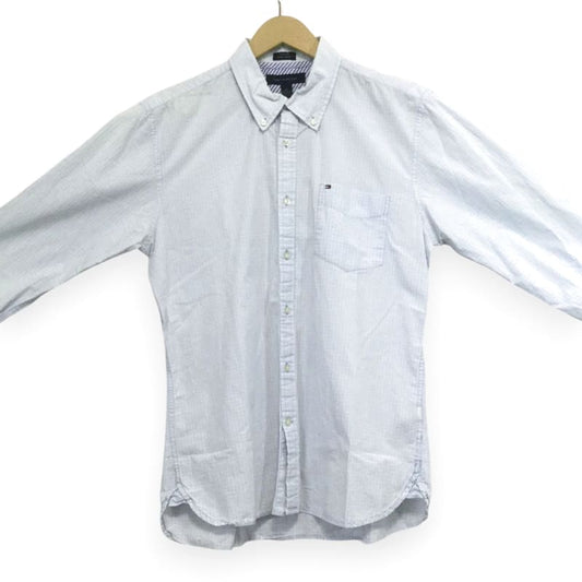Tommy Hilfiger Check Logo Embroidered Long Sleeve Shirt L Light Blue