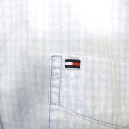 Tommy Hilfiger Check Logo Embroidered Long Sleeve Shirt L Light Blue