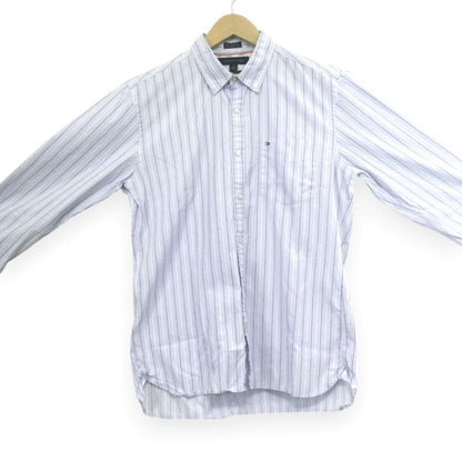 Tommy Hilfiger Striped Long Sleeve Shirt Logo Embroidery Blue M