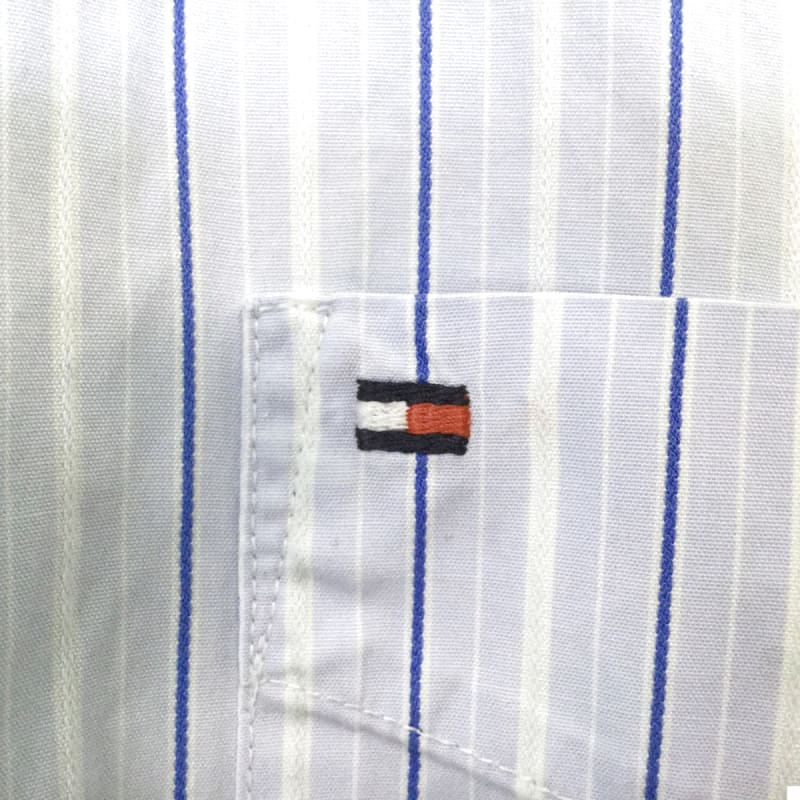 Tommy Hilfiger Striped Long Sleeve Shirt Logo Embroidery Blue M