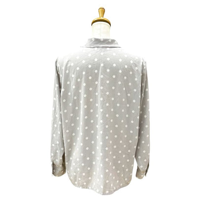 Showa Retro Long Sleeve Blouse Dot Pattern Bow Tie Vintage