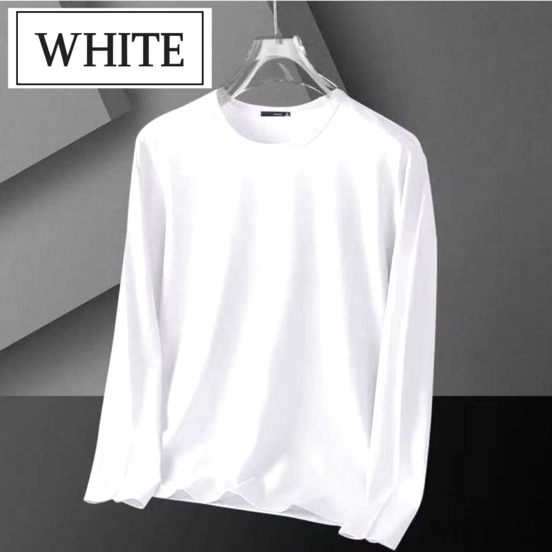 XXL Men's Plain Long Sleeve T-Shirt White 2 Pieces