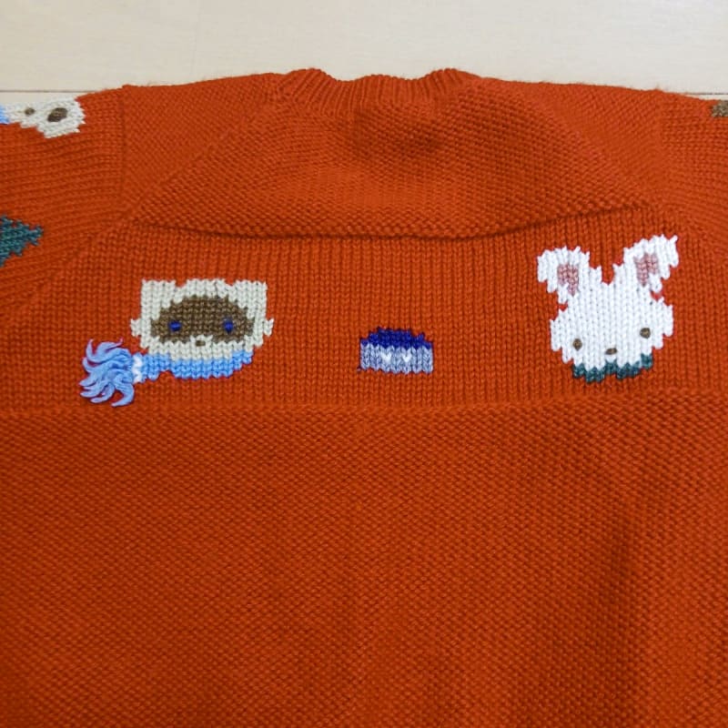 Familiar Cardigan 80 Red Bear Embroidery Retro
