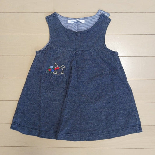 Familiar Denim Jumper Skirt Rabbit Embroidery 80