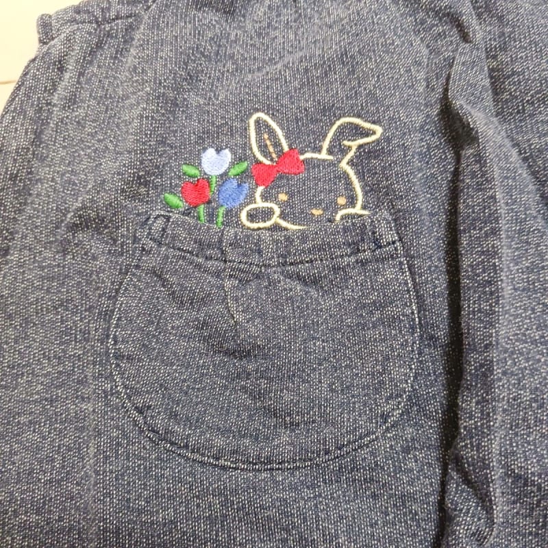 Familiar Denim Jumper Skirt Rabbit Embroidery 80