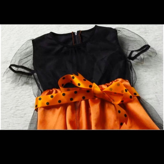 Halloween Witch Costume Kids Dress Orange 100