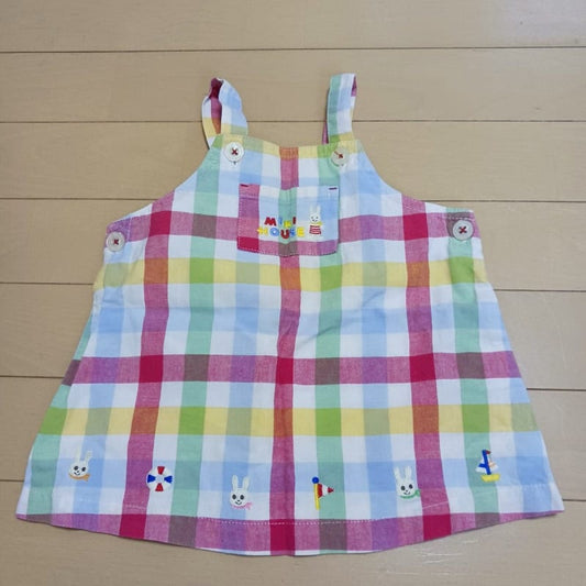 Miki House Checkered Overalls 80cm Multicolor
