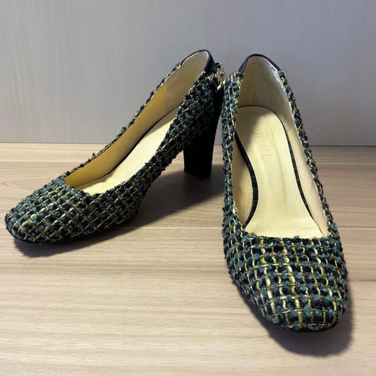 Le Talon Chain Design Tweed Pumps 37