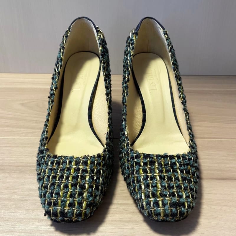 Le Talon Chain Design Tweed Pumps 37