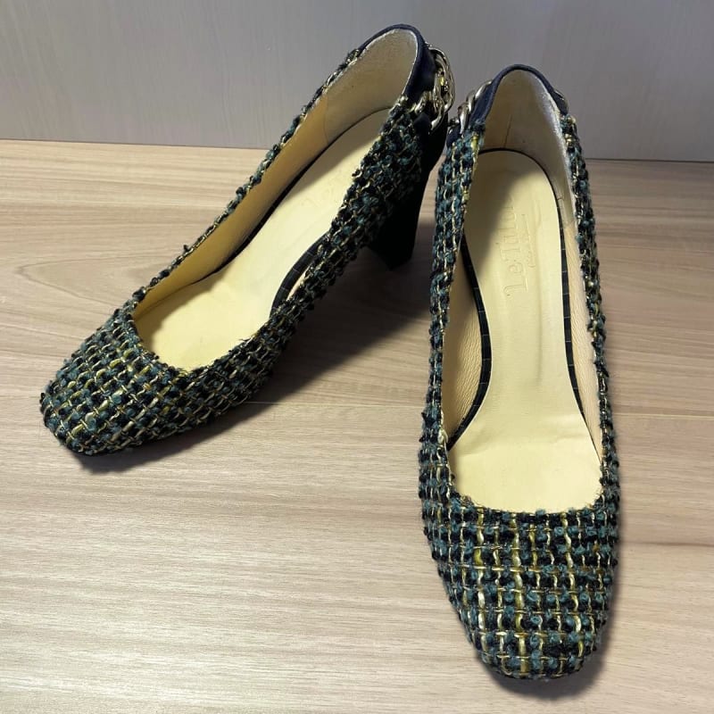 Le Talon Chain Design Tweed Pumps 37