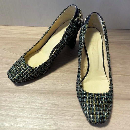 Le Talon Chain Design Tweed Pumps 37
