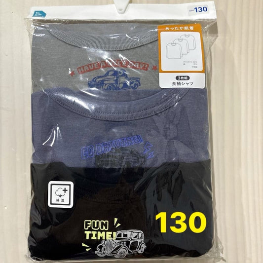 Warm Underwear Long Sleeve Shirt 3-Pack 130cm