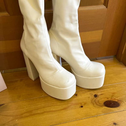 Darich Platform Long Boots White with Box