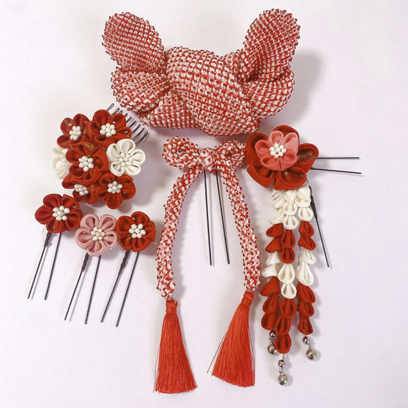 Silk Tsumami Zaiku Hair Ornament Shichi-Go-San Handmade