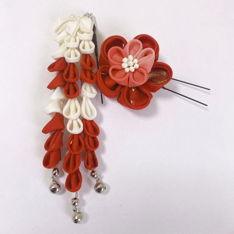 Silk Tsumami Zaiku Hair Ornament Shichi-Go-San Handmade