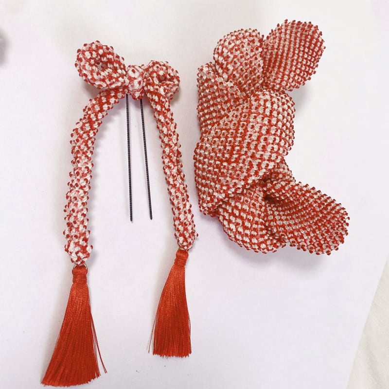 Silk Tsumami Zaiku Hair Ornament Shichi-Go-San Handmade