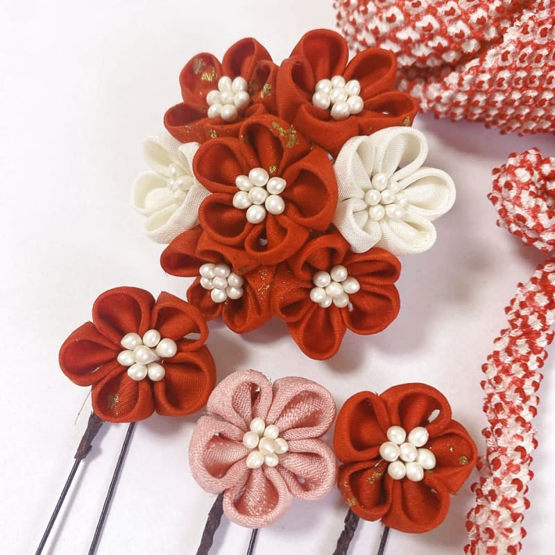 Silk Tsumami Zaiku Hair Ornament Shichi-Go-San Handmade