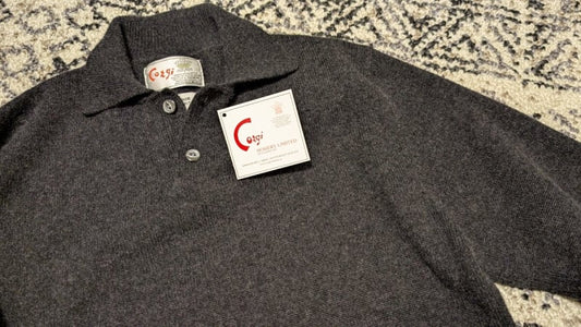 Corgi Cashmere Polo Shirt Charcoal Gray Size M