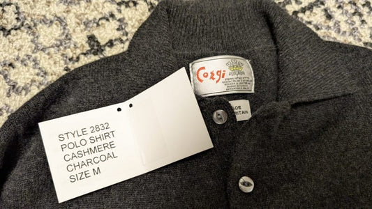Corgi Cashmere Polo Shirt Charcoal Gray Size M