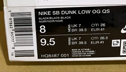 Supreme × Nike SB Dunk Low Black 26cm Sneakers
