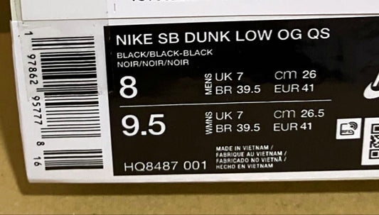 Supreme × Nike SB Dunk Low Black 26cm Sneakers