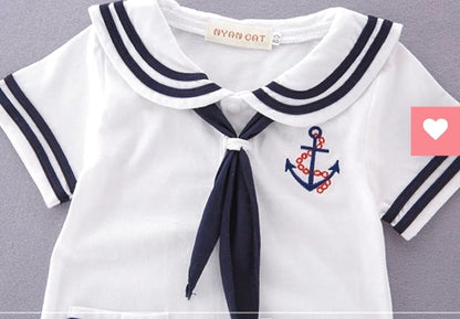 Amber Mimi Hat Attached Marine Sailor Romper 80cm