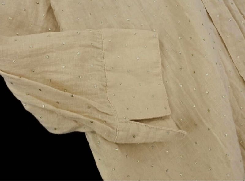 Michel Klein 100% Linen Sparkle Dot Shirt Size 38 Beige