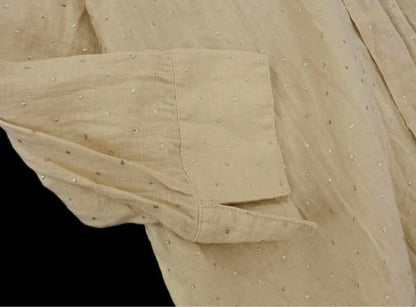 Michel Klein 100% Linen Sparkle Dot Shirt Size 38 Beige