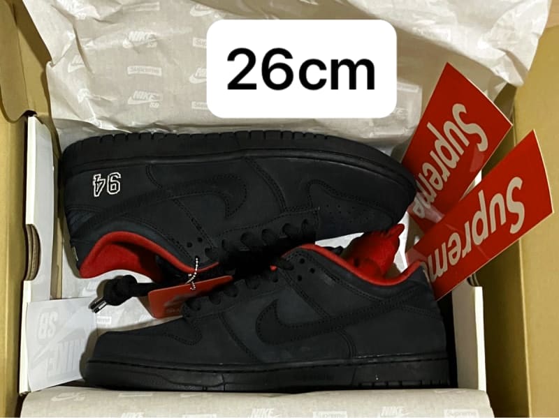 Supreme × Nike SB Dunk Low Black 26cm Sneakers
