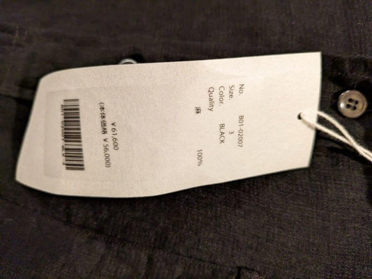 COMOLI Linen W-Cross Pullover Shirt Black