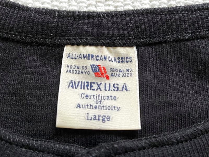 Avirex Henley Neck T-Shirt Black Men's L