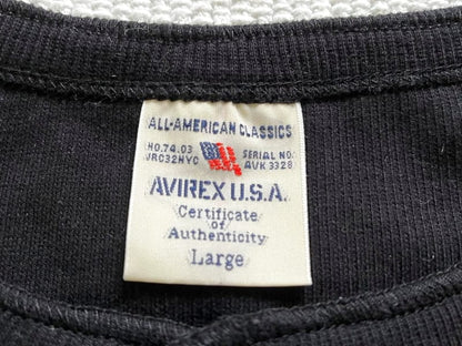 Avirex Henley Neck T-Shirt Black Men's L