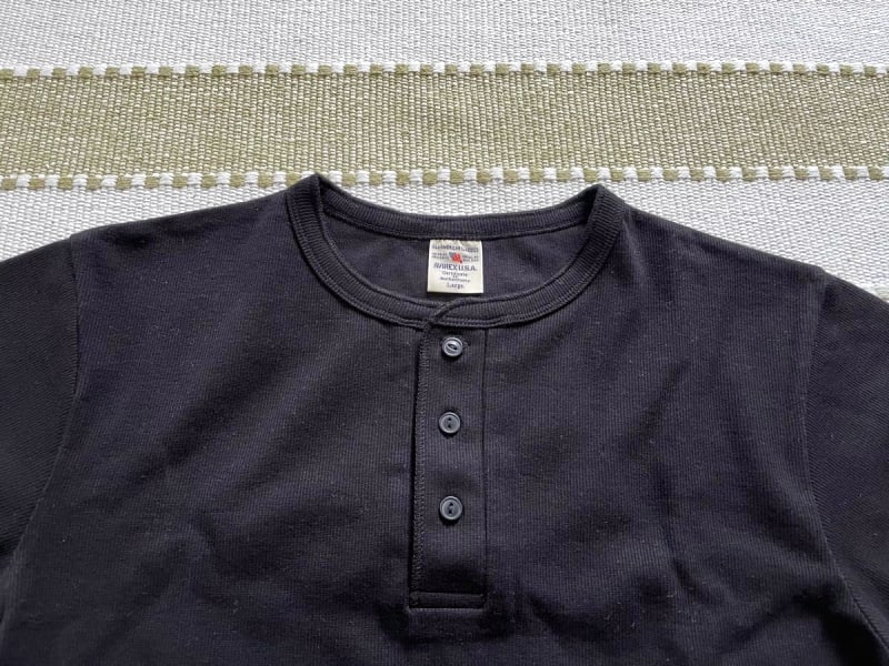 Avirex Henley Neck T-Shirt Black Men's L