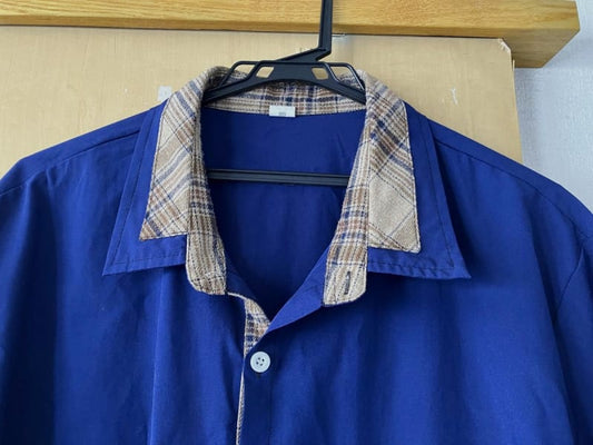 Lightweight Short Sleeve Shirt Navy Checkered XL