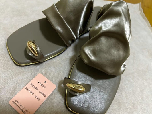 SESTO Stretch Satin Sandals M Size Grayish Beige