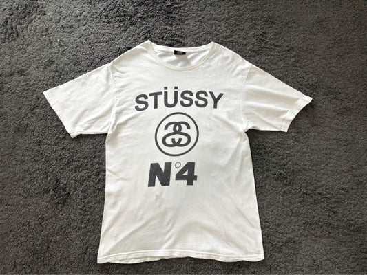 Stussy No.4 White T-Shirt