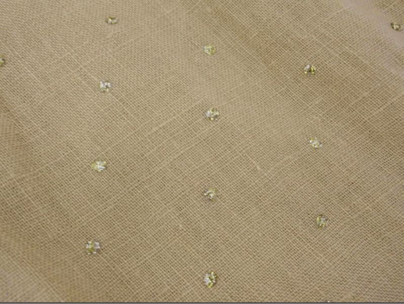 Michel Klein 100% Linen Sparkle Dot Shirt Size 38 Beige