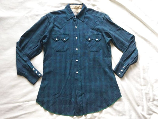 50s H BAR C Western Check Shirt 151/2 Vintage