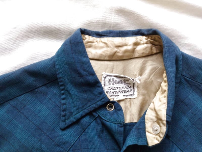 50s H BAR C Western Check Shirt 151/2 Vintage