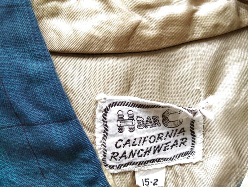 50s H BAR C Western Check Shirt 151/2 Vintage
