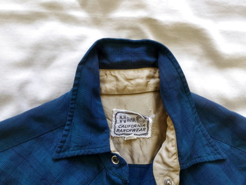50s H BAR C Western Check Shirt 151/2 Vintage